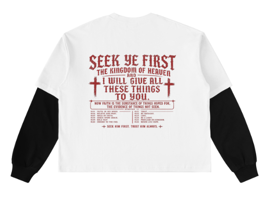Seek Ye First Contrast Layered T-Shirt